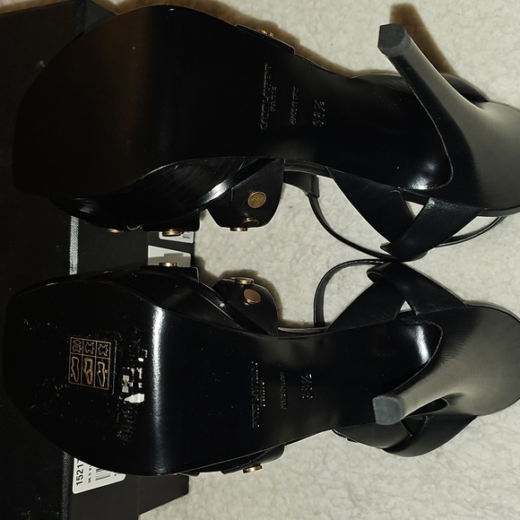 Yves Saint Laurent Nero Women's Leather Heels, Size 38.5 - Picture 5 of 9